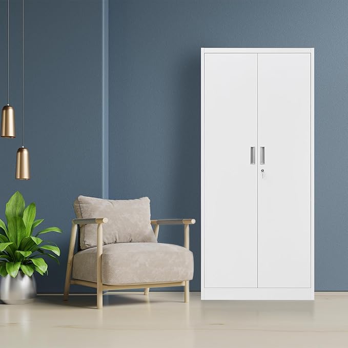Storage Cabinet, 72 Inch Tall Metal Storage Cabinet with Doors and Shelves,Heavy Duty Metal Cabinet, Pantry Cabinets for Kitchen Storage, Garage Cabinet for Living, Dining Room.