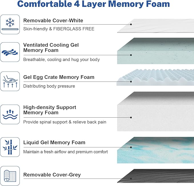 WEUP Extra Firm King Memory Foam Mattress, 14 Inch Medium - Extra Firm Dual Side Flippable Mattress for Back Pain, Made in USA, CertiPUR-US Certified, 80" x76"