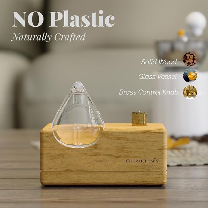 AromaMobi Portable Waterless Aroma Diffuser for Home&Travel Use | Rechargeable Essential Oil Nebulizer with 4 Timer Modes & Instant Fragrance | Wood&Glass Diffuser | Gift Ready [Waterdrop]