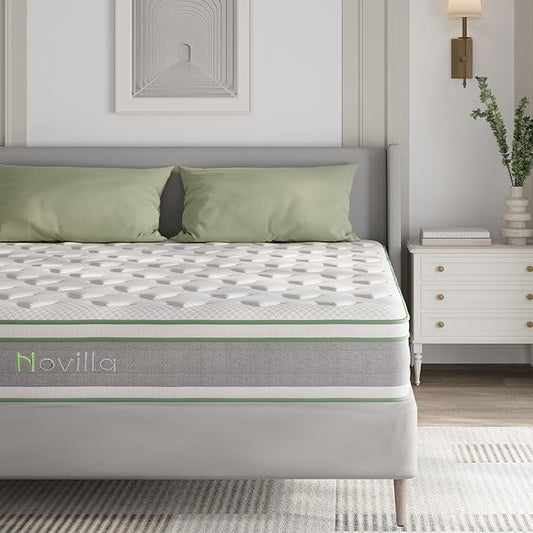 Novilla California King Mattress 12 Inch，Gel Memory Foam & Pocketed Coils with Motion Isolation for Refreshing Sleep, Medium Firm Feel with CertiPUR-US Foam for Pressure Relief，Cal King Mattress