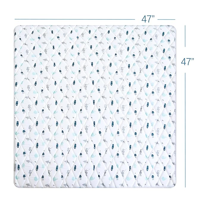 Premium Foam Baby Play Mat 47" X 47", Playmat for Babies and Toddlers, Thick One-Piece Crawling Mat, Non Slip Cushioned Baby Play Mats for Floor, Kids Foam Play Mat for Playpen Easy Clean, Whale