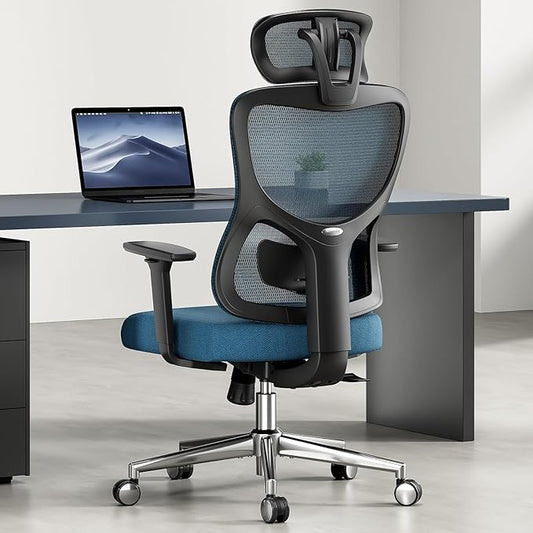 Soohow Ergonomic Office Chair,Mesh Desk Chair with Adjustable Lumbar Support and Headrest,Comfy Computer Chair with 3D Armrest Recling Swivel Chair for Home, Office, Study Room, Black & Navy