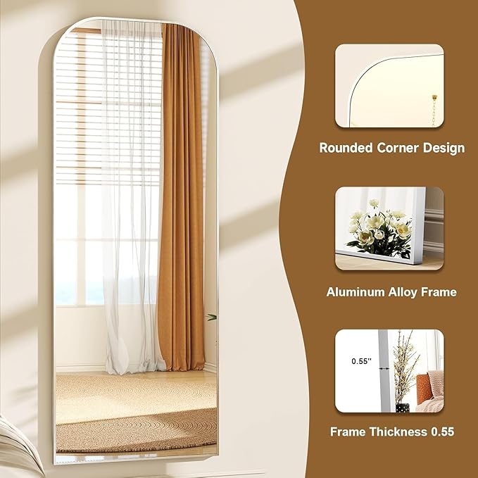 HARRITPURE 28"x71" Full Length Mirror Floor Mirrors Freestanding Hanging or Leaning Large Mirrors Full Body Mirror with Stand for Cloakroom, Bedroom, Living Room,Silver