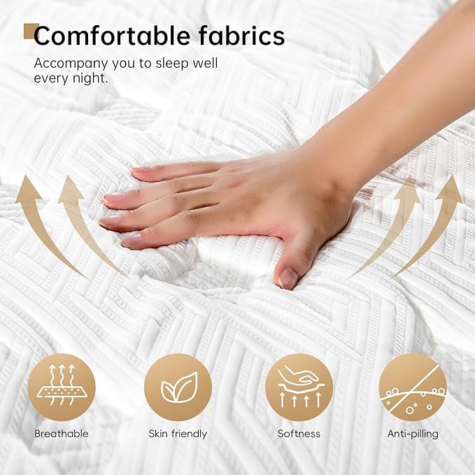 COOLMI 12 Inch King Mattress, Memory Foam Hybrid Mattress in a Box with Independent Spring, Soft and Comfortable Medium Firm, Pressure Relief, CertiPUR-US Certified