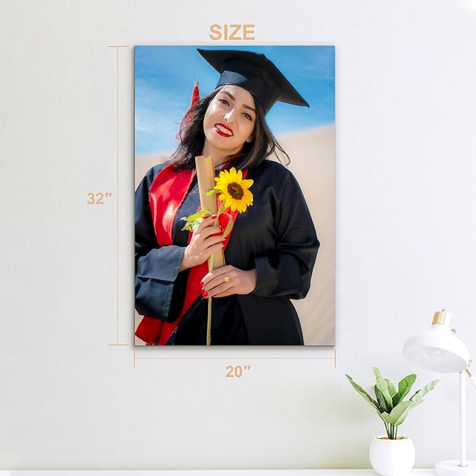 Custom Graduation Canvas Prints with Your Photos,Graduation Decorations, Personalized Graduation Canvas Wall Art Gifts Idea for Daughter, Son, Sibling or Friend (20" X 32")