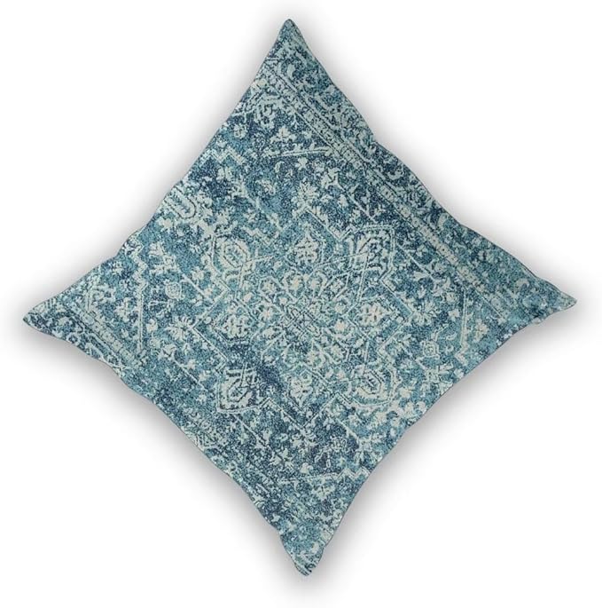 Teal Boho Pillow Covers 20x20 Set of 2, Bohemian Carpet Pattern Outdoor Decorative Throw Pillows Linen Ethnic Design Rustic Farmhouse Cushion Cases for Couch Sofa Decor