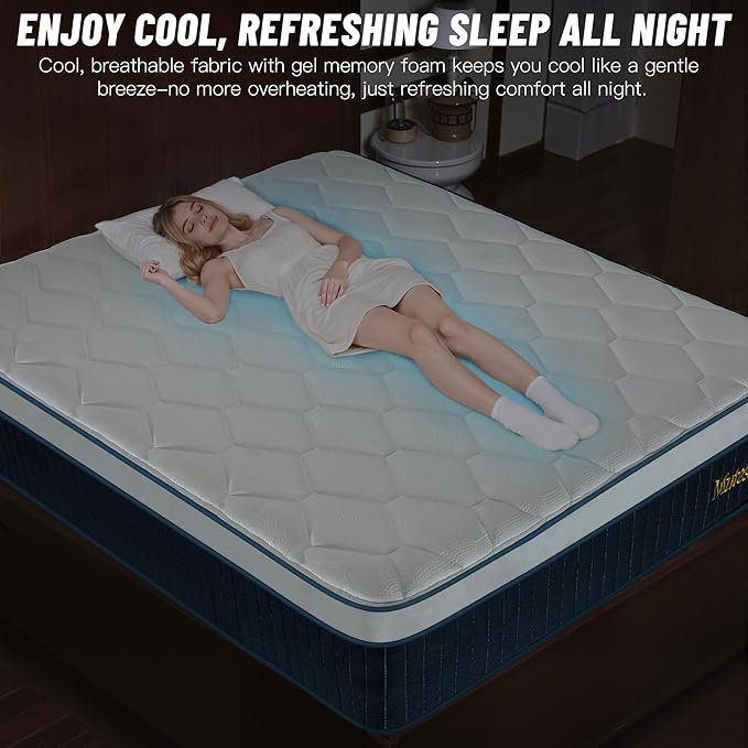 King Mattress 12 Inch, Hybrid King Size Mattress in a Box, Gel Memory Foam Mattress with Pocket Springs, Medium Firm Feel, Edge Support, Cool Sleep, Motion Isolation & Pressure Relief