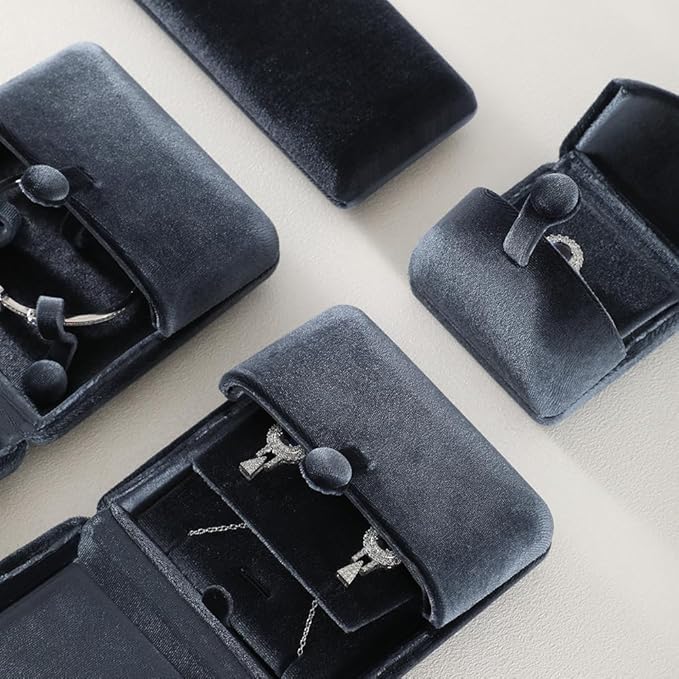 Necklace Jewelry Box，Velvet Earring Gift boxes Display，Valentine Necklaces Holder for Women，Men Earrings Storage Cases (Grey)