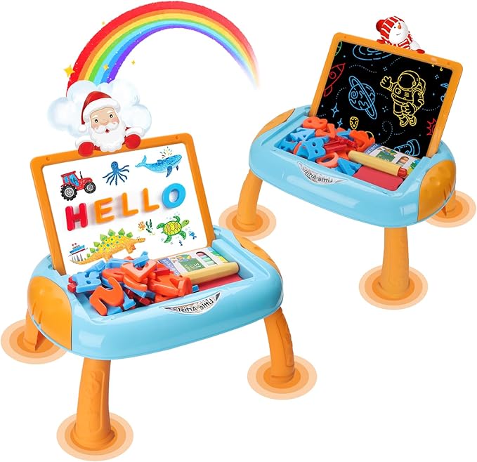Toy for 1-2 Year Old Boys,Toddlers Toys with Magnetic Letters and Numbers, Art Easel for Kids 1 2 Year Old, Boy Birthday Christmas Gifts (Blue,Orange)