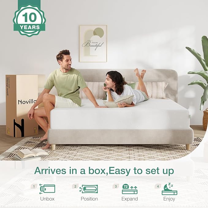 Novilla Queen Mattress, 12 Inch Queen Memory Foam Mattress for Supportive & Pressure Relief, Removable Washable Cover,CertiPUR-US Certified Mattresses in a Box, Firm