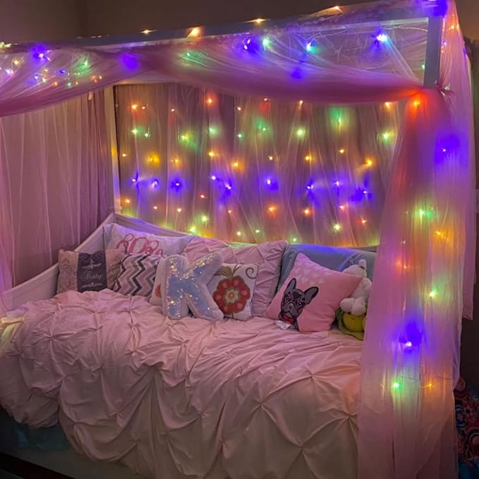 QITONG 165ft 500 LED String Lights Outdoor Waterproof, Multicolor Christmas Light with 8 Modes, Clear Wire Indoor Christmas Tree Lights Plug-in
