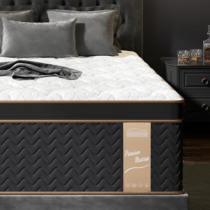 King Mattress 10 Inch, Cooling Hybrid Bed in a Box, Individual Pocket Springs, Motion Isolation, Targeted Hip/Shoulder/Lumbar Support, Fiberglass-Free, Ergonomic Zones, 365-Night Trial, CertiPUR-US