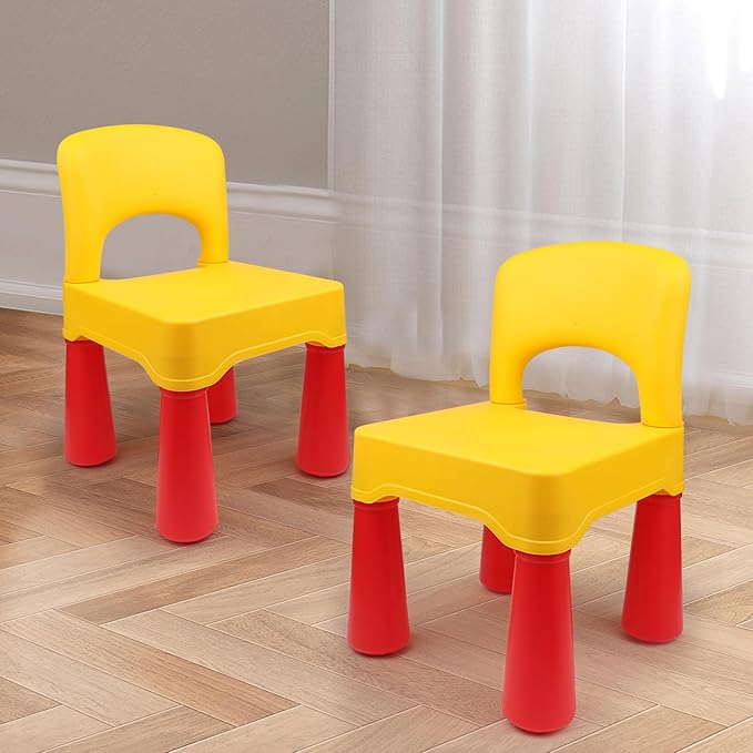 burgkidz Plastic Toddler Chair, Durable and Lightweight, 9.3" Height Seat, Indoor or Outdoor Use for Boys Girls for 18+ Months (Yellow)