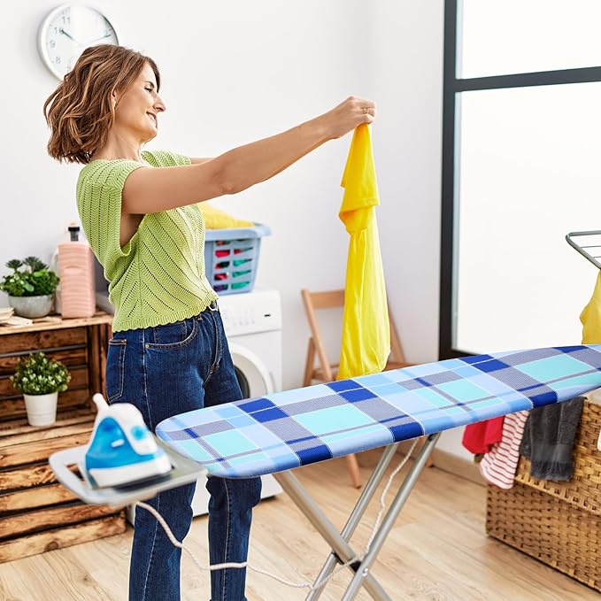 BNDX Ironing Board Cover, 18" x 49" Standard Size Thick Padding with Bongee Cord, Stain Resistant & Durable Scorch, 2 Click Buckles for Smooth Iron and Easy Installation Blue Horizon
