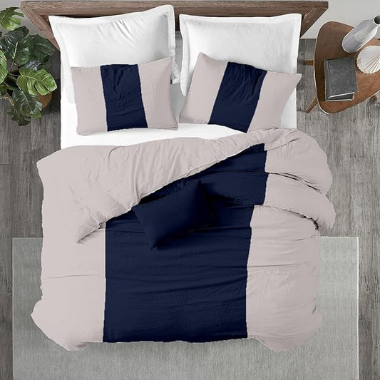 Kotton Culture 120"x98" 3 Pc Oversized King Duvet Cover Set 100% Egyptian Cotton - 600 TC Comforter Cover, Zipper Closure & Corner Ties - Fits Large King Inserts (Oversized King,Dashing Blue)