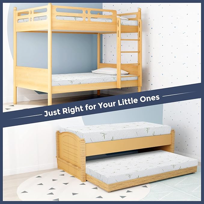IULULU Twin Mattress in a Box, 6 Inch Memory Foam Mattress for Kids, Medium Firm, CertiPUR-US Certified