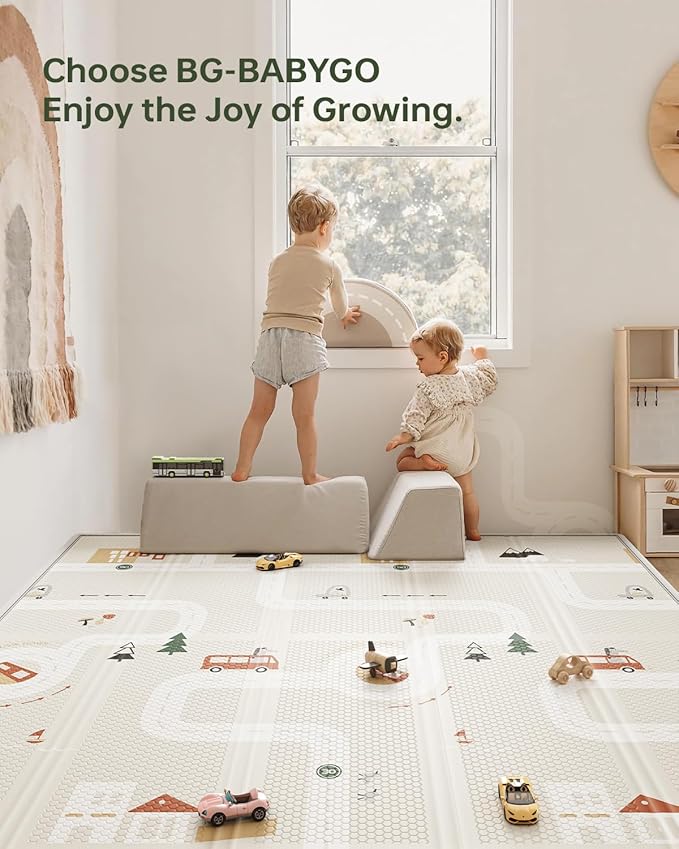 Baby Play Mat, 0.6" Foam Thicker Baby Playmats, Large Foldable 78"x70" Play Mat for Babies, Waterproof & Reversible Baby Mat for Floor, Crawling Baby Mat for Indoor&Outdoor&Travel(70*78*0.6)