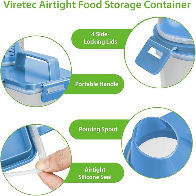 Rice Storage Container, 3 to 5Lbs Dry Food Airtight Container, Pet Dog Cat Food Canister, BPA Free Clear Plastic Kitchen and Pantry Organization Bin for Oatmeal, Grain, Cereal, Pasta, Flour