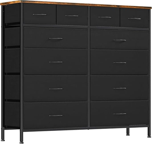 Dresser for Bedroom with 12 Drawers, Tall Fabric Drawer Dresser, Compact Chest of Drawers for Closet, Nursery, Bedside, Living Room, Laundry, Entryway, Hallway