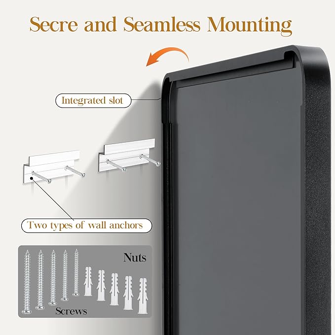 48×36 Black Bathroom Mirror, Rectangular Bathroom Vanity Mirror for Wall with Rounded Corners & Aluminum Alloy Frame, Tempered-Glass, Modern, Farmhouse, Horizontal/Vertical, Entryway, Bedroom