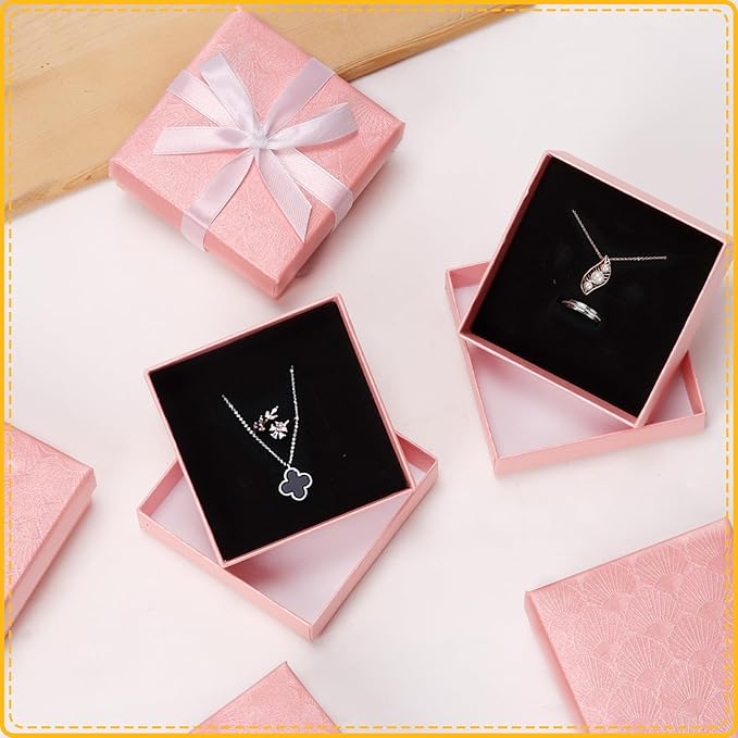 Glarks 17pcs 2.95 x 2.95in Jewelry Gifts Boxes Kit, Pink Fan Shaped Jewelry Boxes for Ring Earring Jewelry, Christmas, Birthday, Anniversaries, Valentine’s Day, Mother’s Day and Other Festivals