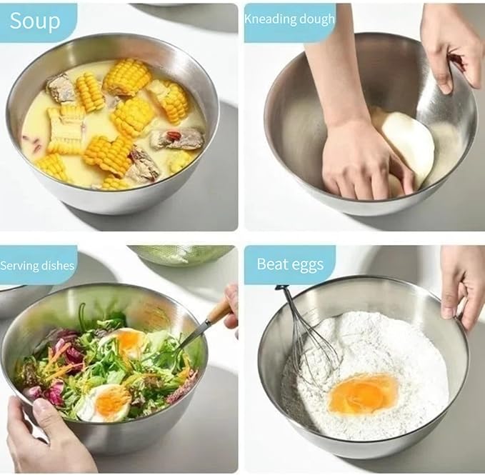MANHONGYU Stainless Steel Mixing Bowls Set for Kitchen, Dishwasher Safe Nesting Bowls for Cooking, Baking, Meal Prepping, 3Pcs 2.5Qt,Stackable