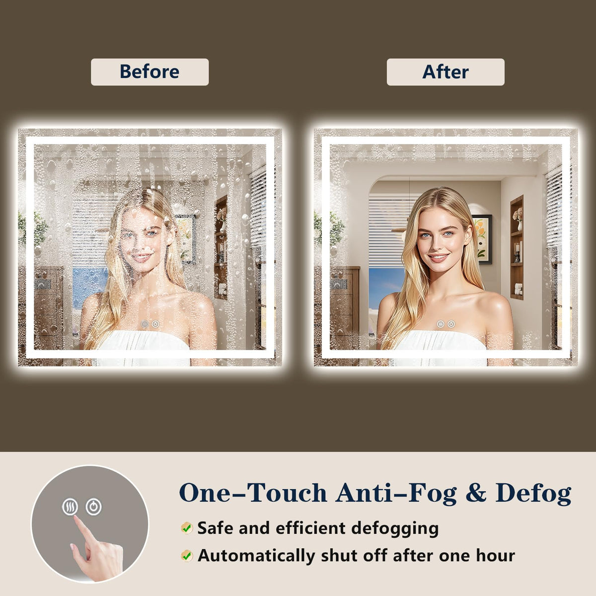 VEEYLOS 55x40 Inch LED Bathroom Mirror with Lights, Backlit & Front Lit