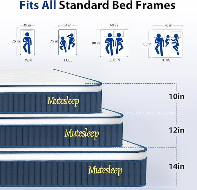 Full Size Mattress 12 Inch, Full Mattress in a Box, Hybrid Gel Memory Foam Medium Firm Feel Individual Pocket Springs Matress, Breathable Fabric, Strong Edge Support, Fiberglass Free