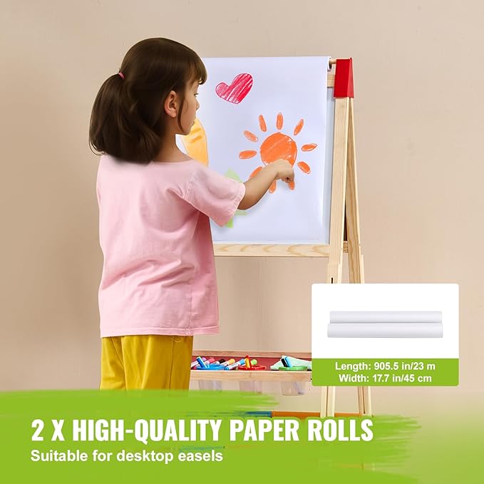 VEVOR Easel Accessory Set, 32 PCS Kid's Art Easel Painting Kit Including Chalks, Dry-Erase Markers & Paper Rolls, Art Supplies Set for Standing Easel, Painting Kit for Toddlers Boys and Girls