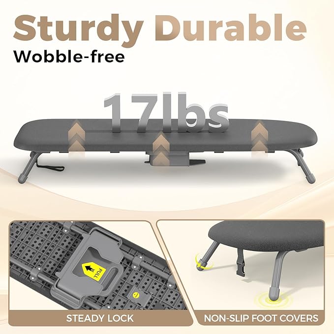 APEXCHASER Ironing Board Small with Iron Holder, Tabletop Small Iron Board with Heat Resistant Cover, Portable Tabletop Ironing Board with Non-Slip Feet for Home Travel Use, Black