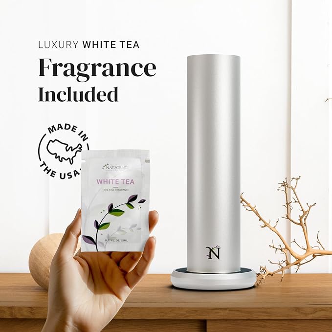 Dynamo Essential Oil Diffuser for Home with Fragrance Sample, App & Manual Control, Cold-Air Scent Diffusers for Home,Large Room, Hotel Scent Diffuser 1000sq. ft. Silver, Aroma Diffusers