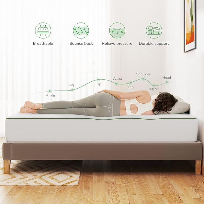 Novilla Queen Mattress, 10 Inch Gel Memory Foam Mattress Queen Size for Cool Night Sleep & Pressure Relief, Medium Firm with Breathable Bamboo Cover, Mattress in a Box, Lullaby