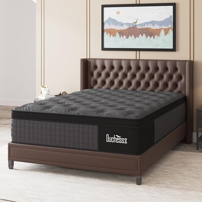 Full Mattress, 12 Inch Hybrid Mattresses Black with Gel Memory Foam and Individually Pocket Innerspring Euro Top Medium Firm for Motion Isolation, Edge Support