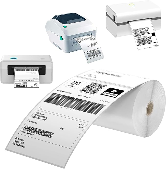 Thermal Labels 4x6 Roll - 1500 Labels, Industrial Labels Direct Thermal Perforated Postage Shipping Label for Rollo, Zebra, MUNBYN and Polono Thermal Printer (NOT for DYMO)