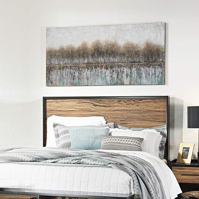 NdcSkyArt Tree Rustic Wall Art for Living Room, Forest Reflections Canvas Prints, Brown Textured Abstract Landscape Painting for Farmhouse Great Dining Room Bedroom Home Decor