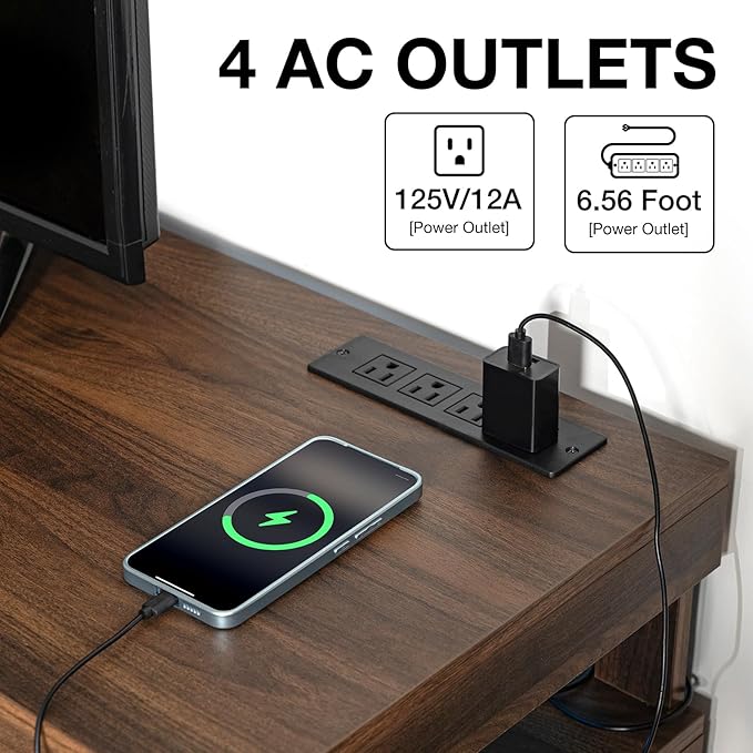 HOMMPA LED Lift Top Coffee Table and TV Stand Set of 2,Modern LED Entertainment Center with Power Outlets for up to 70" TV, Coffee Table with Hidden Compartment & 2 Open Shelve Walnut