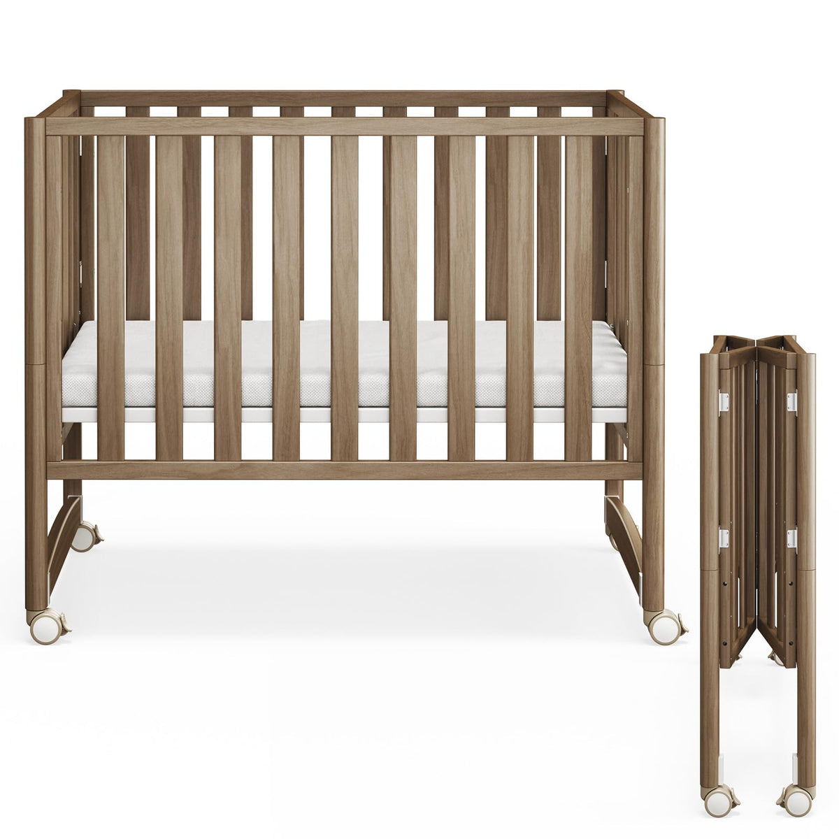 MAMAZING EvoNook 7-in-1 Convertible Baby Mini Crib with Wheels