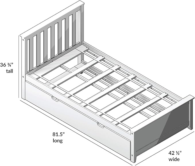 Max & Lily Twin Bed, Wood Bed Frame with Headboard For Kids with Trundle, Slatted, Clay