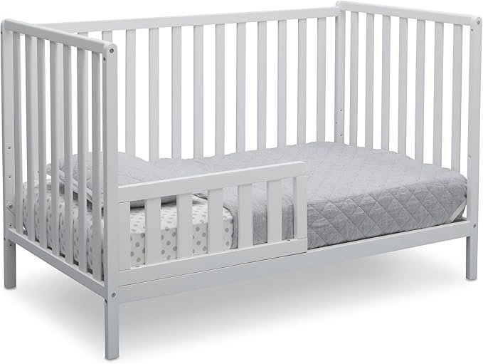 Delta Children Heartland 4-in-1 Convertible Crib - Greenguard Gold Certified, Bianca White