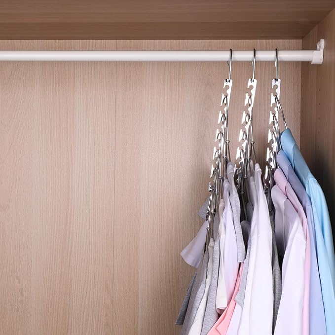 GEFTOL Space Saving Hangers Metal Hanger Magic Cascading Hanger Closet Clothes Organizer(8 Pack)