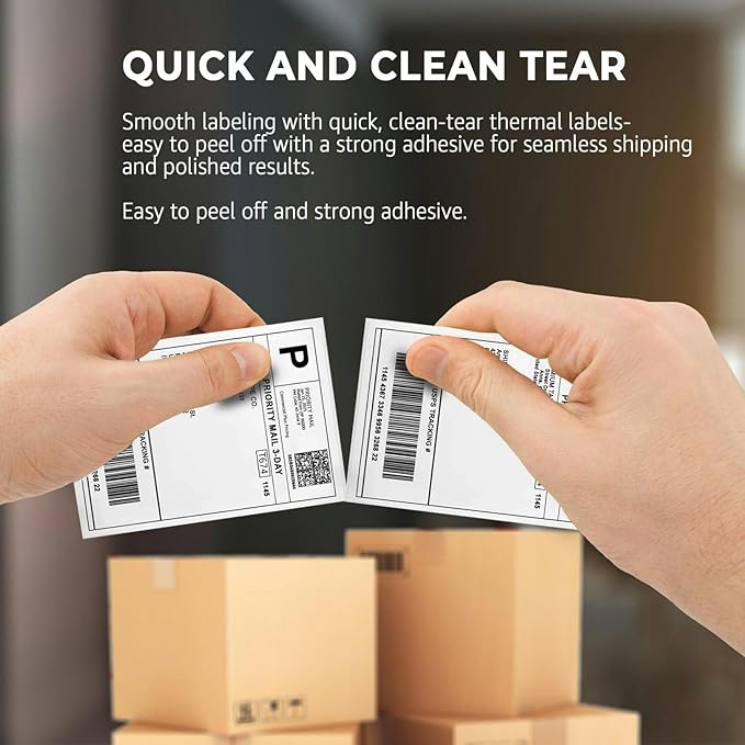 4x6 Thermal Labels (Total of 1000)- 2 Packs of 500 Fanfold Direct Thermal Shipping Labels. Thick, Commercial Grade, Waterproof, Smudge Proof Address & Mailing with Strong Adhesive & Perforated Sticker