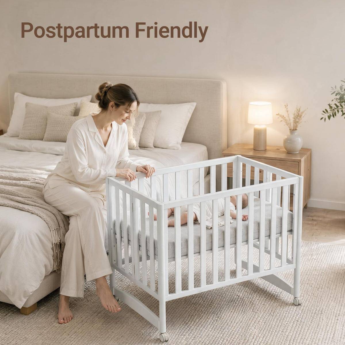 MAMAZING EvoNook 7-in-1 Convertible Baby Mini Crib with Wheels