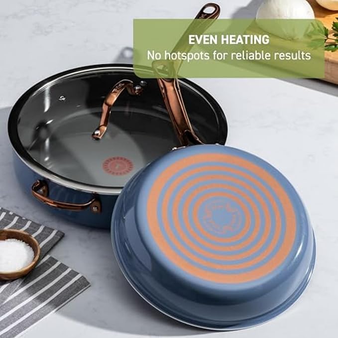 T-Fal Preserve Ceramic Nonstick Frying Pan 2-Pc Set, 8.5" & 11", Made without PFOA and PTFE, Oven Broiler Safe up to 350°F Cookware, InoCeram Glide Technology, Frying Pan Skillet, Pots & Pans, Blue