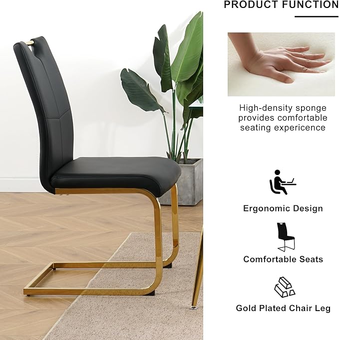 Goujxcy 3 Pieces Round Dining Table Set for 2, Modern Gold Glass Kitchen Table and Chairs for 2 with Upholstered Chairs, Circle Coffee Dining Table Set for Small Space,Apartment,Office