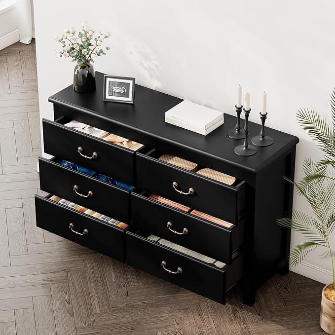 Farmhouse Dresser for Bedroom, Dressers & Chests of Drawers with Large Drawer, Wooden Tall Rustic Dresser for Bedroom