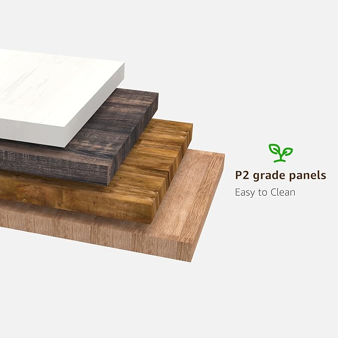 OKD 48" Modern Farmhouse Coffee Table, Wooden Living Room Table with Hidden Storage Drawer, Rustic Rectangular Center Tables w/Wood Thick Design for Living Room, Office, Light Knotty Wood