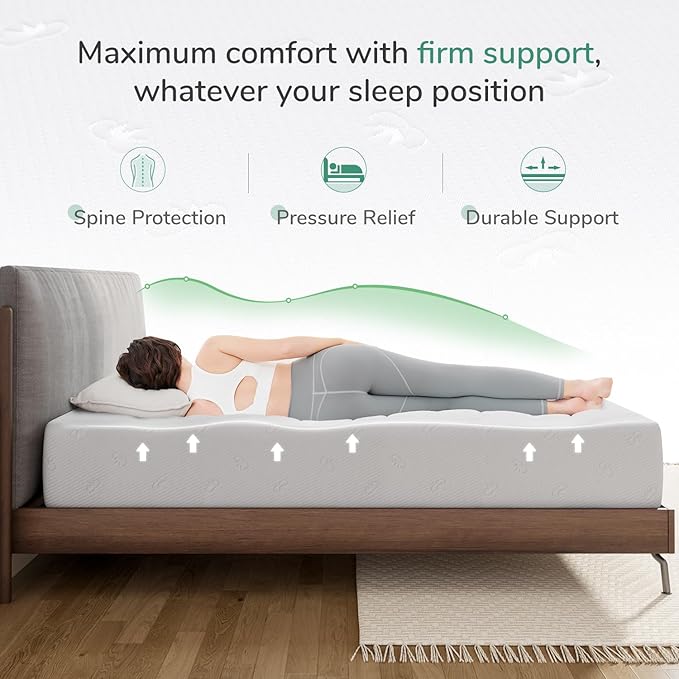 Novilla Queen Size Mattress, 8 Inch Memory Foam Mattress Queen for Pressure Relief & Comfort Sleep, Removable Washable Cover,CertiPUR-US Certified Mattresses in a Box, Medium Firm