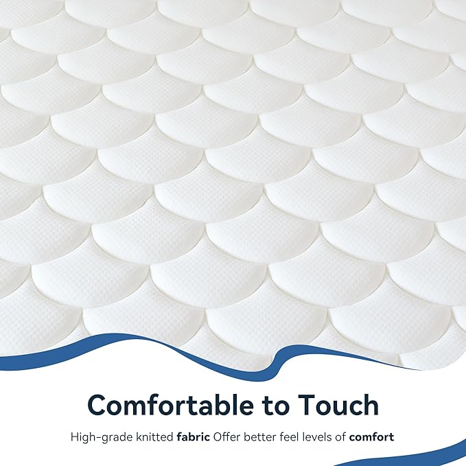 Full Mattress, 12 Inch Hybrid Mattress in a Box, Gel Memory Foam, Individually Wrapped Springs, Medium Firm, Edge Support, Motion Isolation, Pressure Relief, CertiPUR-US Certified, Blue & White