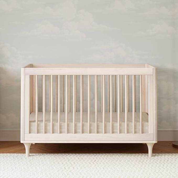 babyletto Lolly 3-in-1 Convertible Baby Crib - GREENGUARD Gold Certified Convertible Crib to Toddler Bed & Daybed - Wooden Baby Bed, 4 Adjustable Mattress Heights, Easy to Assemble - Washed Natural