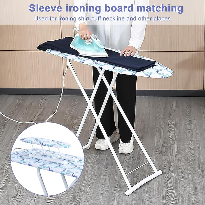 Ironing Board Full Size with 4 Layered Cover & Pad, Foldable Ironing Board Extended Outside Height Adjustable up to 36" Features, 4 Steel Legs, for Home Laundry Room (42 * 12